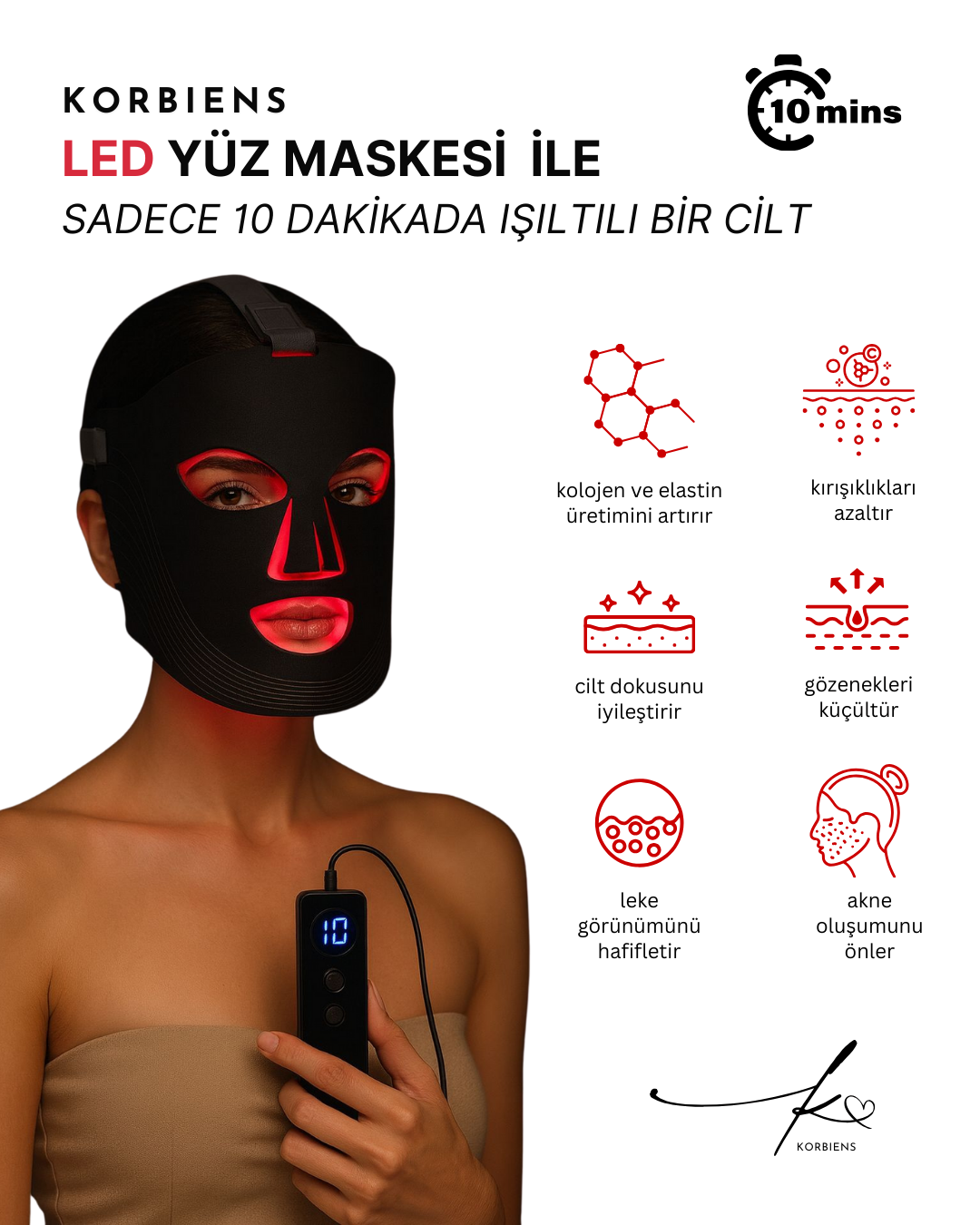 Myvane LED Işıklı Cilt Bakım Maskesi