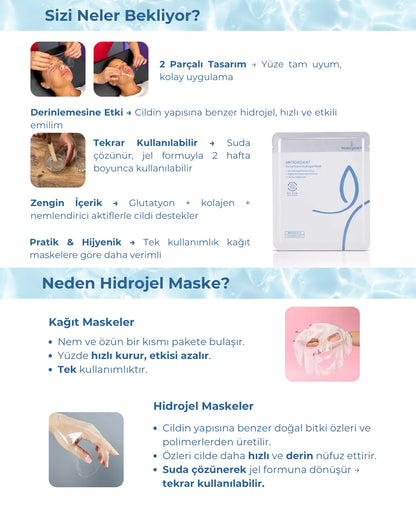 Beauugreen Antioksidan Glutatyon Hidrojel Maske | 1 adet | Korean Cosmetics - Glutathione Hydrogel Mask