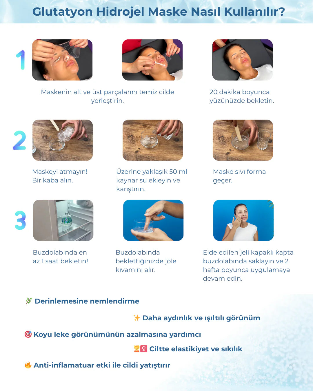 Beauugreen Antioksidan Glutatyon Hidrojel Maske | 5 adet | Korean Cosmetics - Glutathione Hydrogel Mask